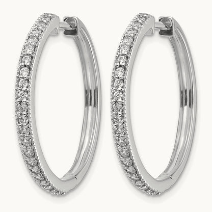Hinged Hoop Earrings, 0.50 ct tw Lab-Grown Diamond — 14K White Gold