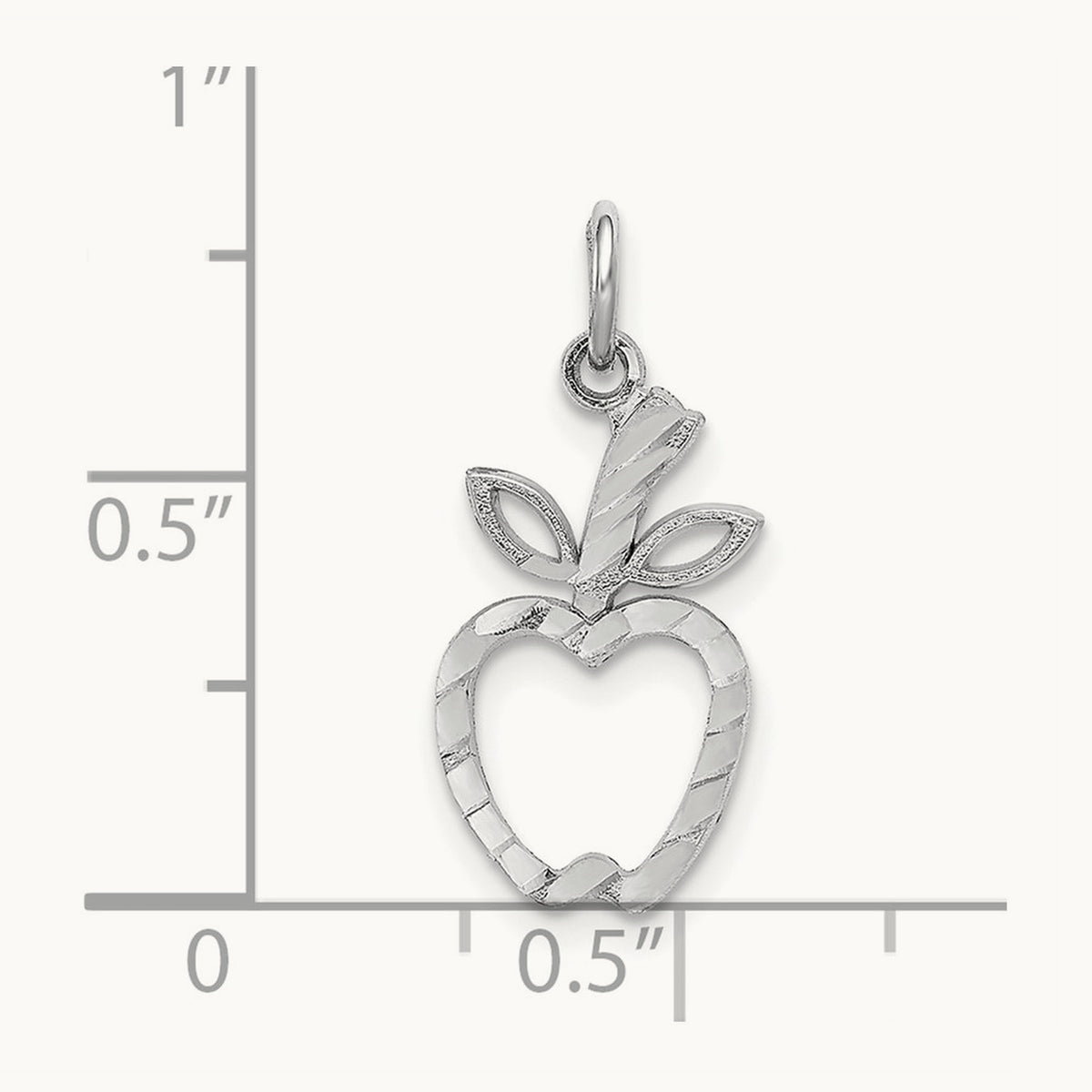 Diamond-cut Apple Charm, 14K White Gold