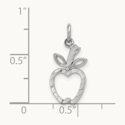 Diamond-cut Apple Charm, 14K White Gold