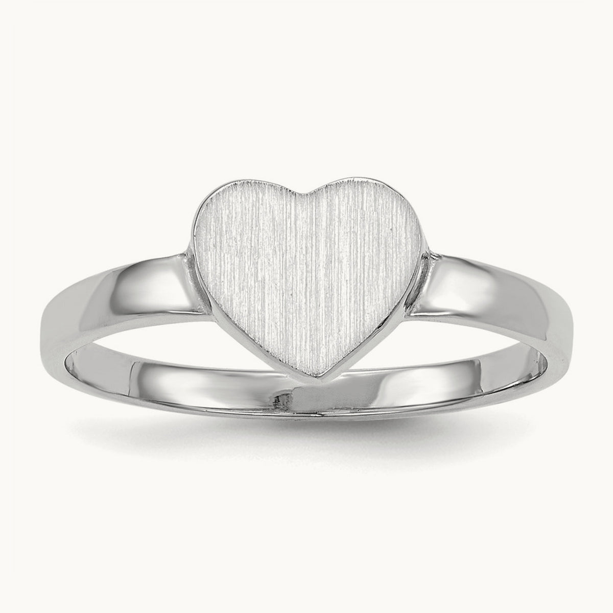Open Back Heart Signet Ring — 14K White Gold, 7.0x7.5mm