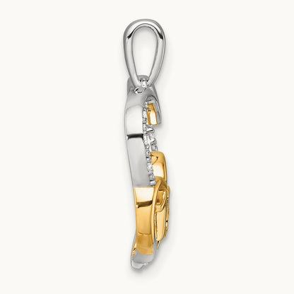 Polished Diamond Quinceanera Heart Pendant, 14K Two-tone