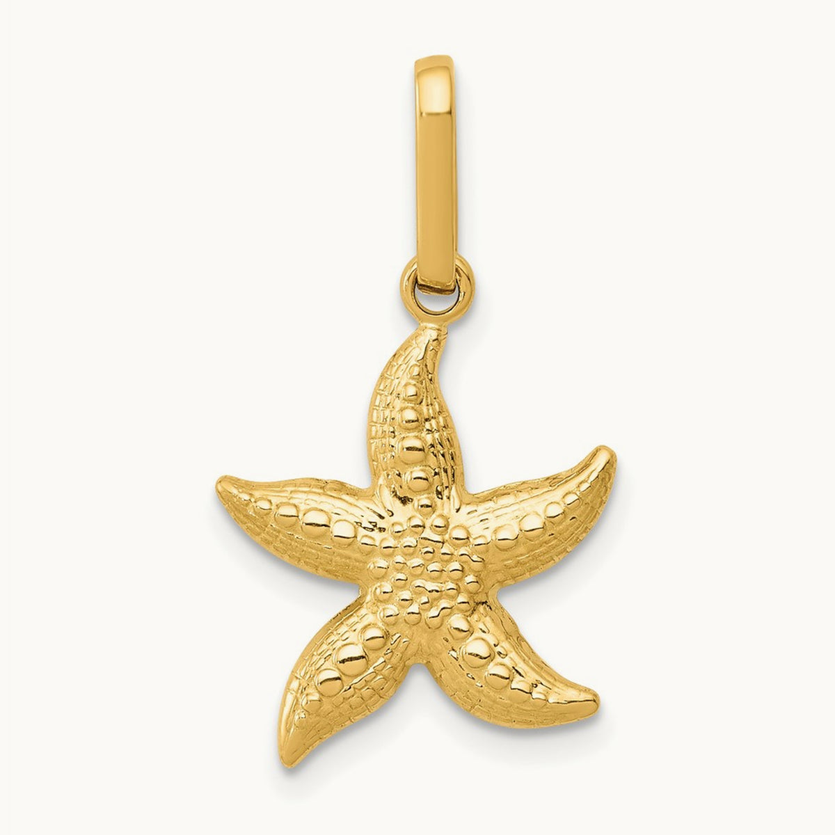 Textured Hollow Starfish Pendant, 14K