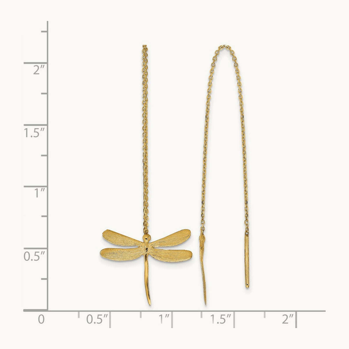 Polished Brushed Dragonfly Threader Earrings, 14K — Leslie's