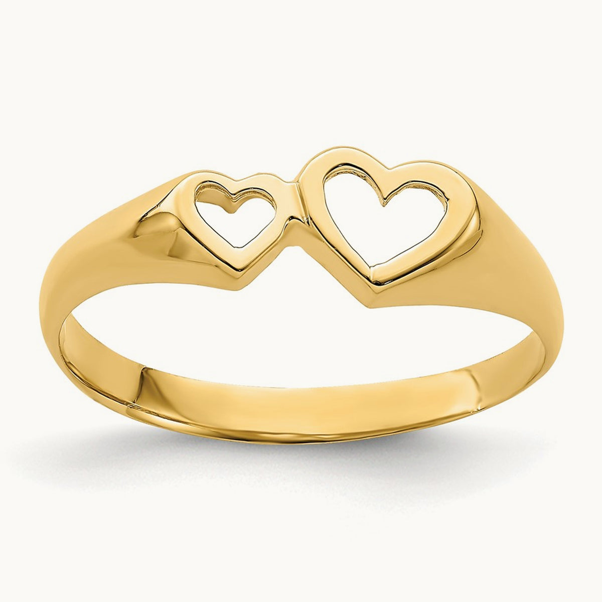 Double Heart Cut-Out Ring, 14K