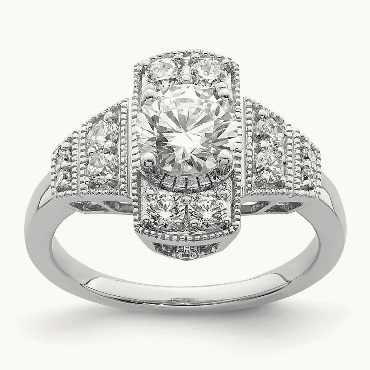 Art Deco .65ct Round Ctr Dia Semi-mount Engagement Ring, 14K White Gold