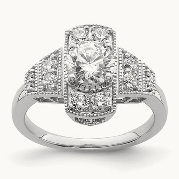 Art Deco .65ct Round Ctr Dia Semi-mount Engagement Ring, 14K White Gold