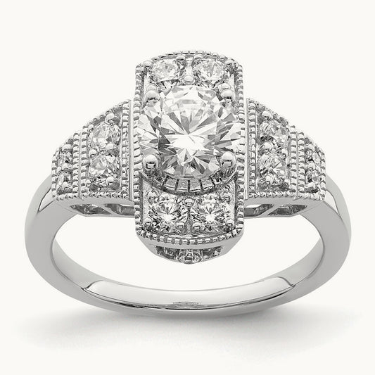 Art Deco .65ct Round Ctr Dia Semi-mount Engagement Ring, 14K White Gold