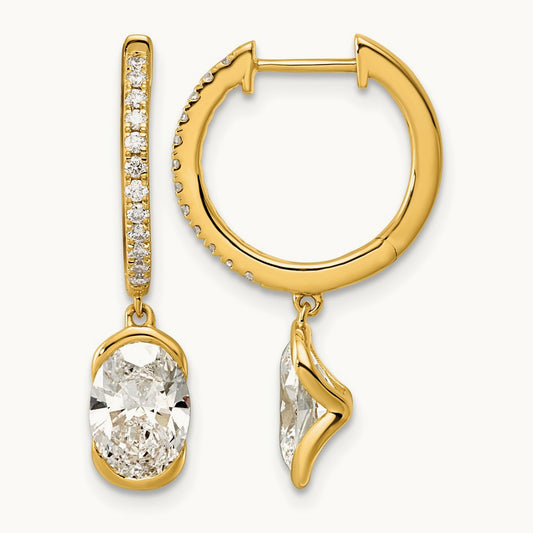 Oval Hoop Dangle Earrings, 2.25 ct tw Lab-Grown Diamond