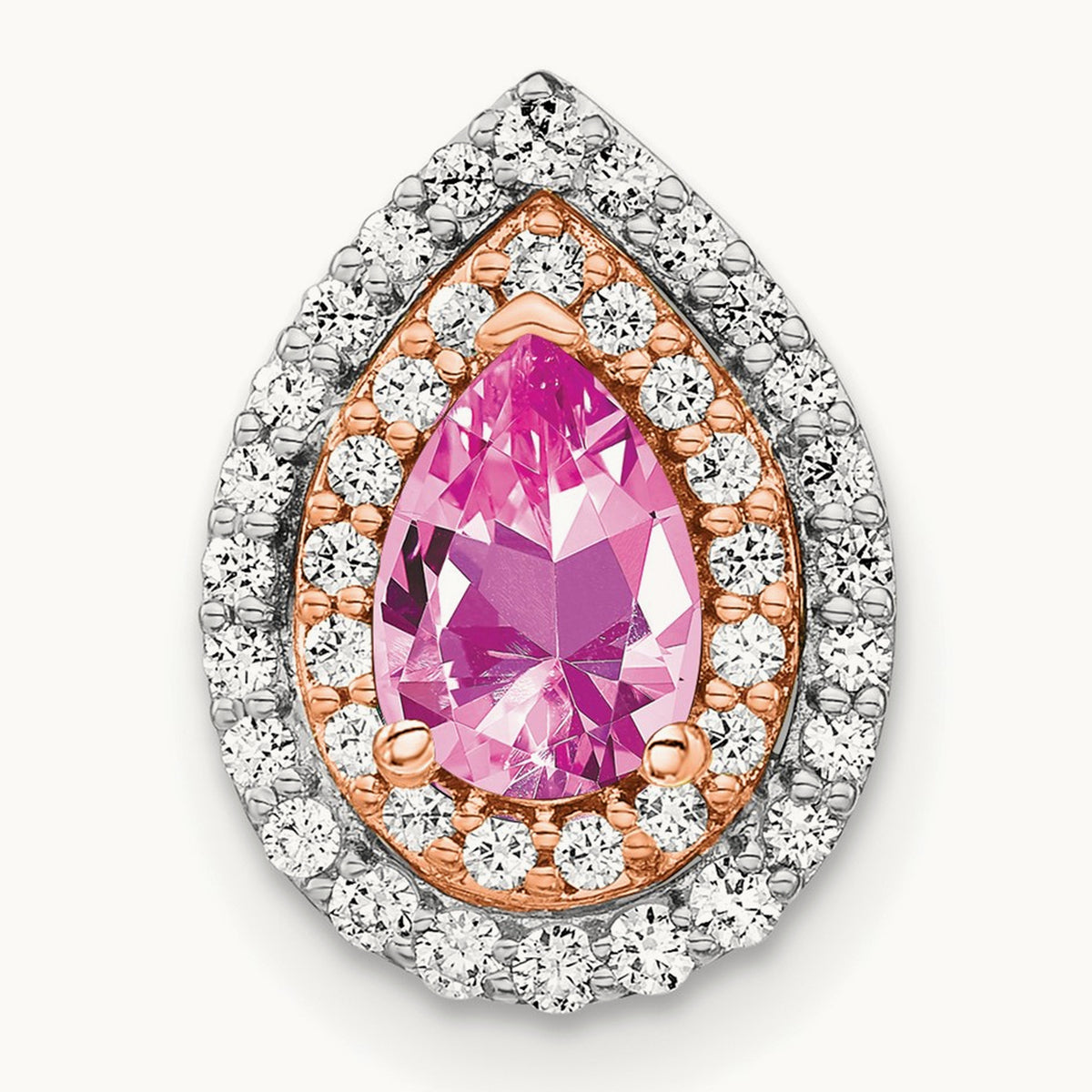 Created Pink Sapphire Chain Slide, 0.50 ct tw Lab-Grown Diamond