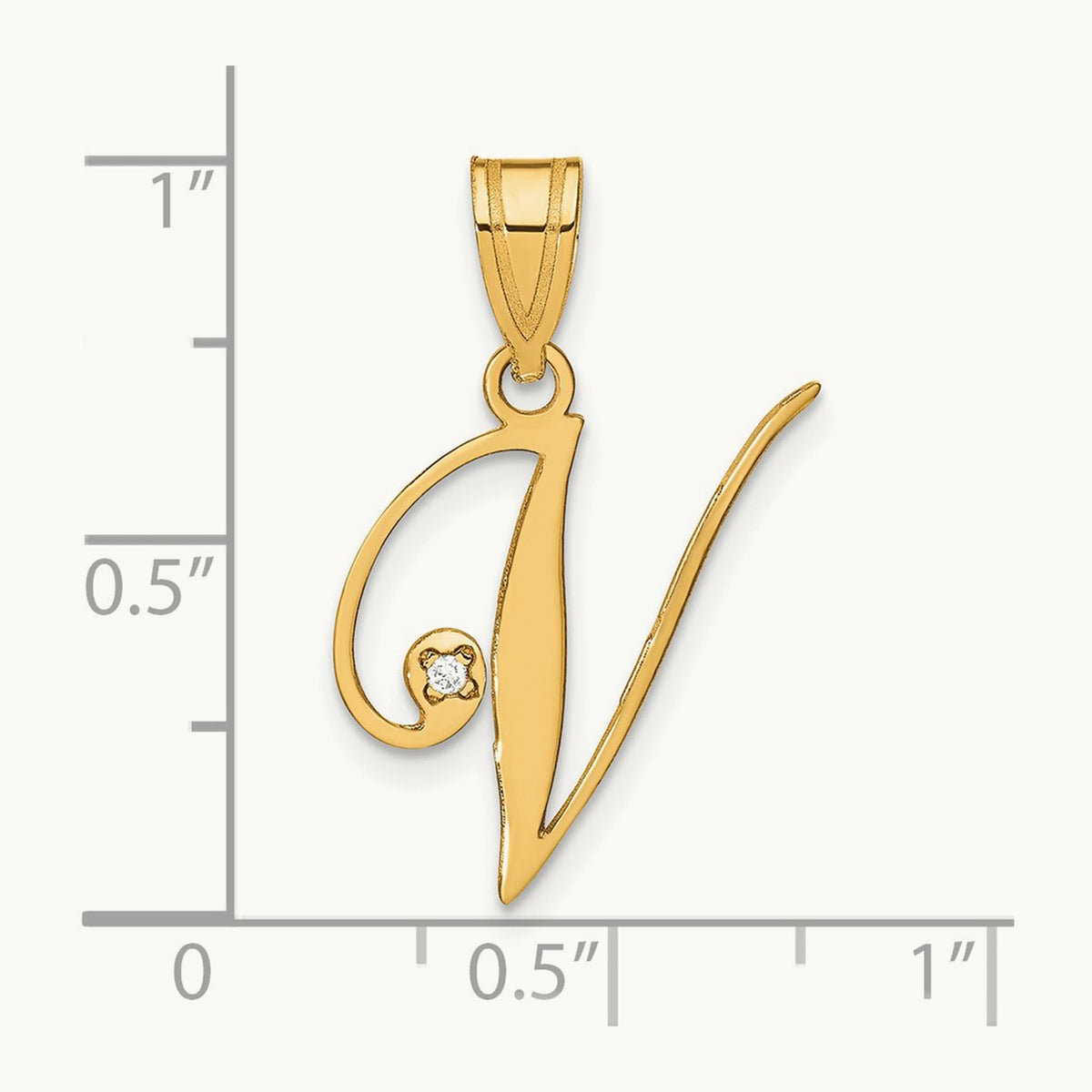 Script Initial Pendant with Diamond — V