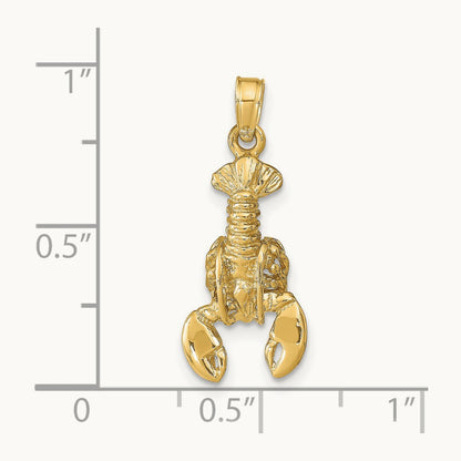 Moveable Lobster Pendant — 14K Yellow Gold
