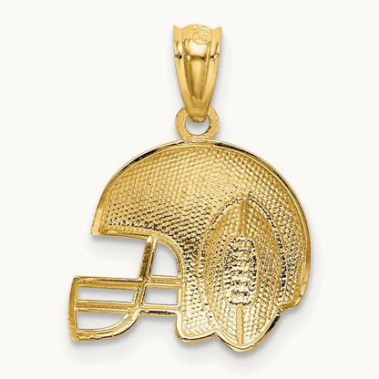 w/Rhodium Satin/Polished Football Helmet Pendant, 14K