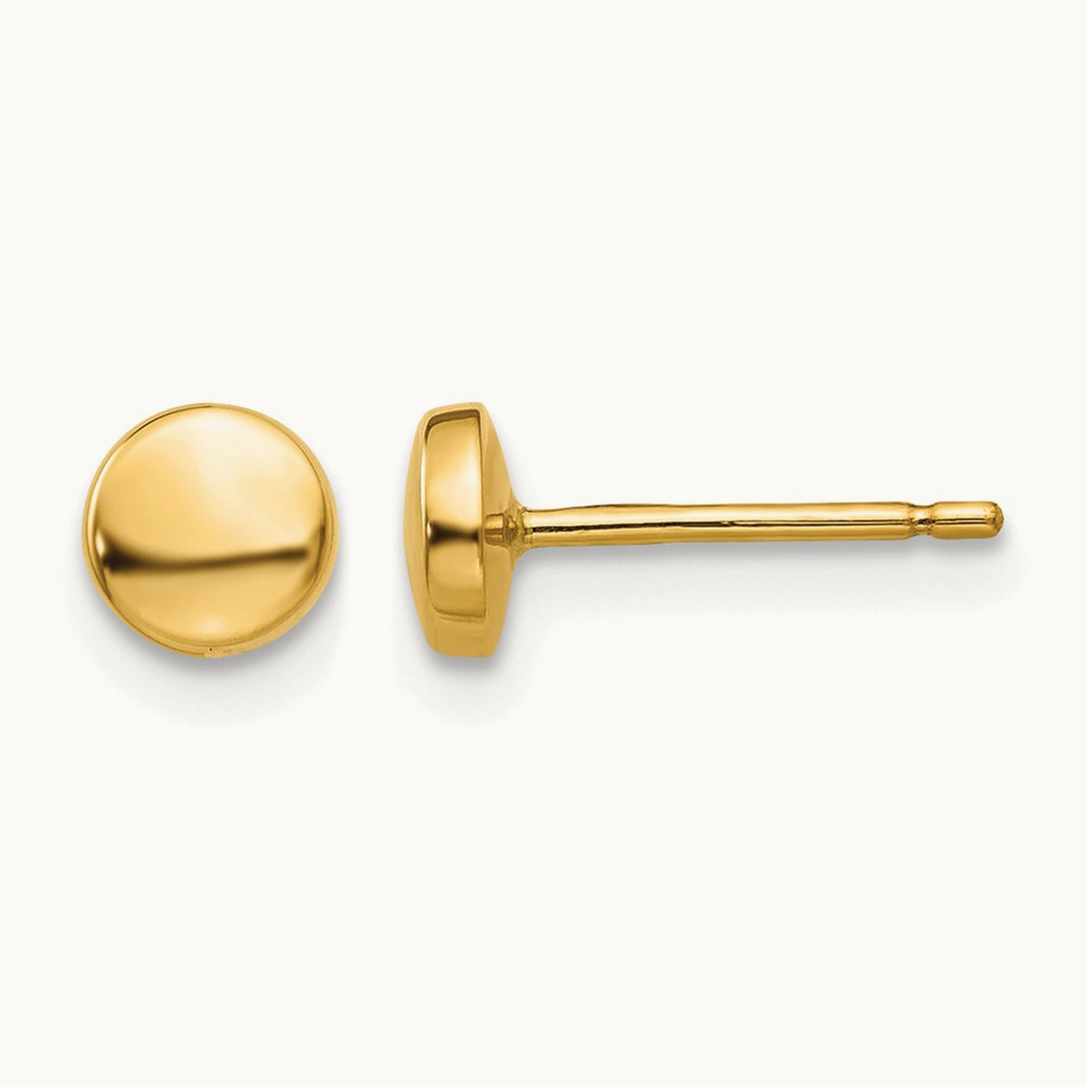 Polished Round Button Post Earrings — 5mm