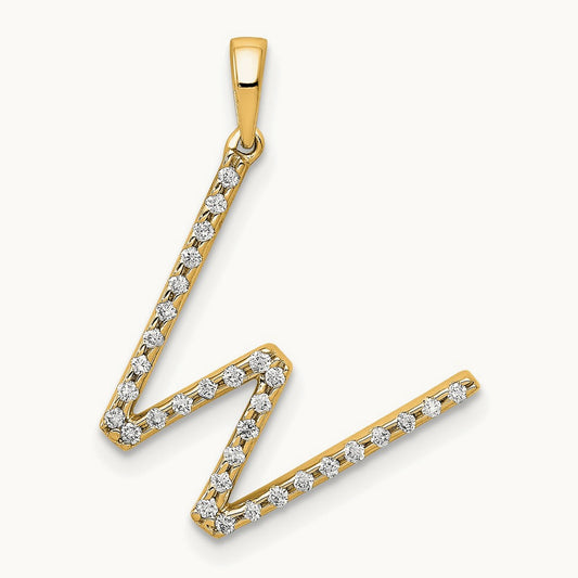 Diamond Letter W Initial Pendant, 14K