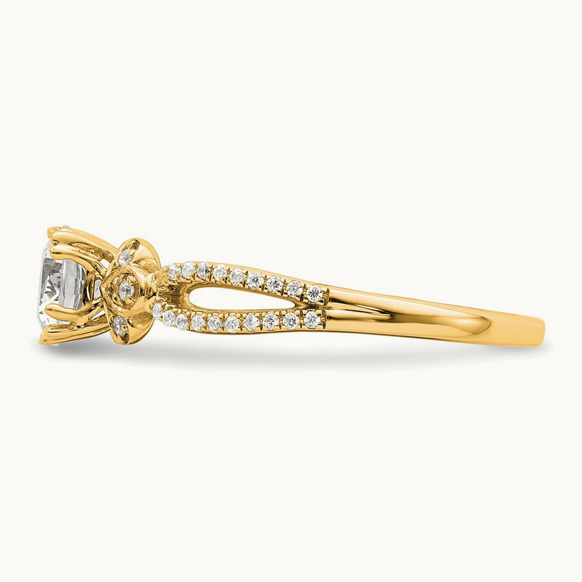 Gold Round Split Shank Semi-Mount Engagement Ring, 0.75 ct tw