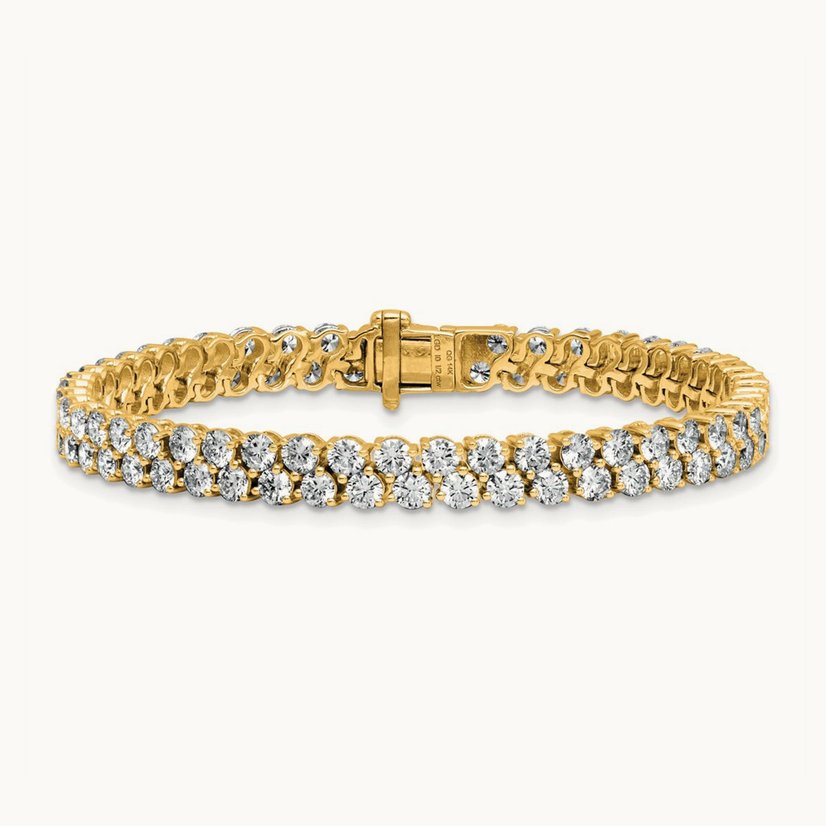 Round 2 Row Tennis Bracelet — 14K Yellow Gold
