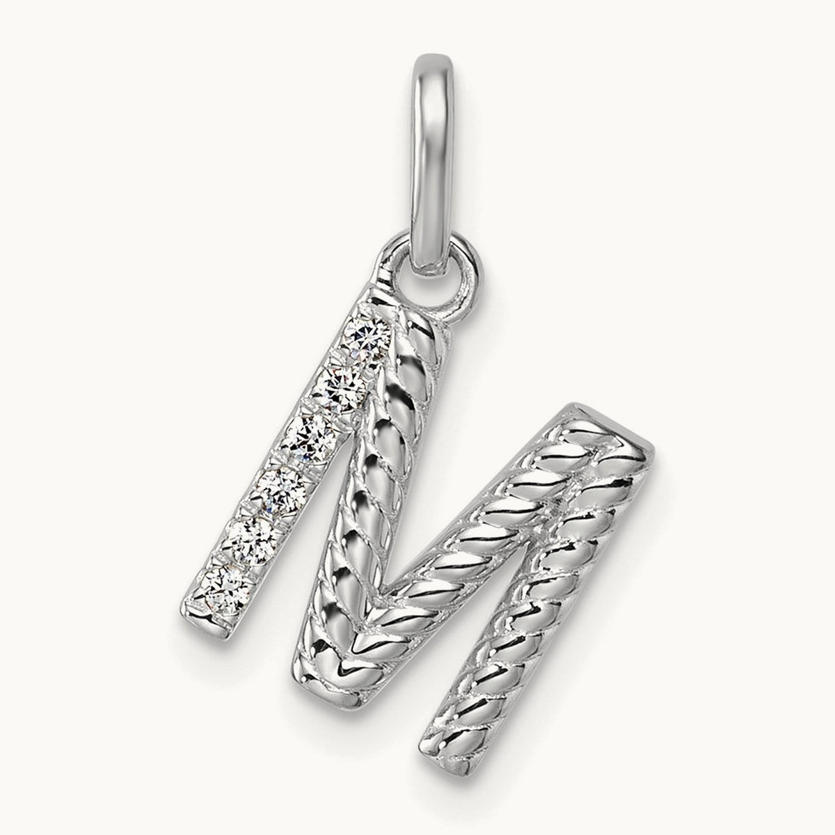 Twisted Diamond Charm — 14K White Gold, M