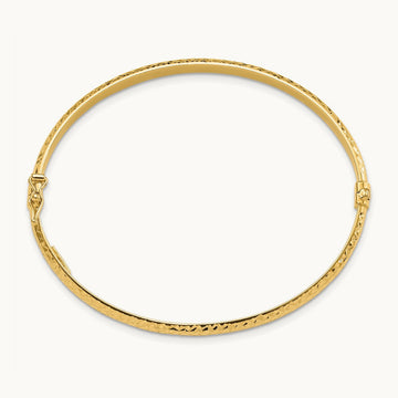 Diamond Cut Hinged Bangle — 14K Yellow Gold