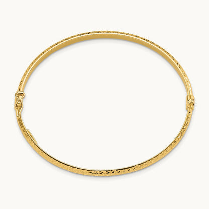Diamond Cut Hinged Bangle — 14K Yellow Gold