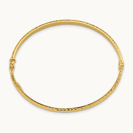 Diamond Cut Hinged Bangle — 14K Yellow Gold