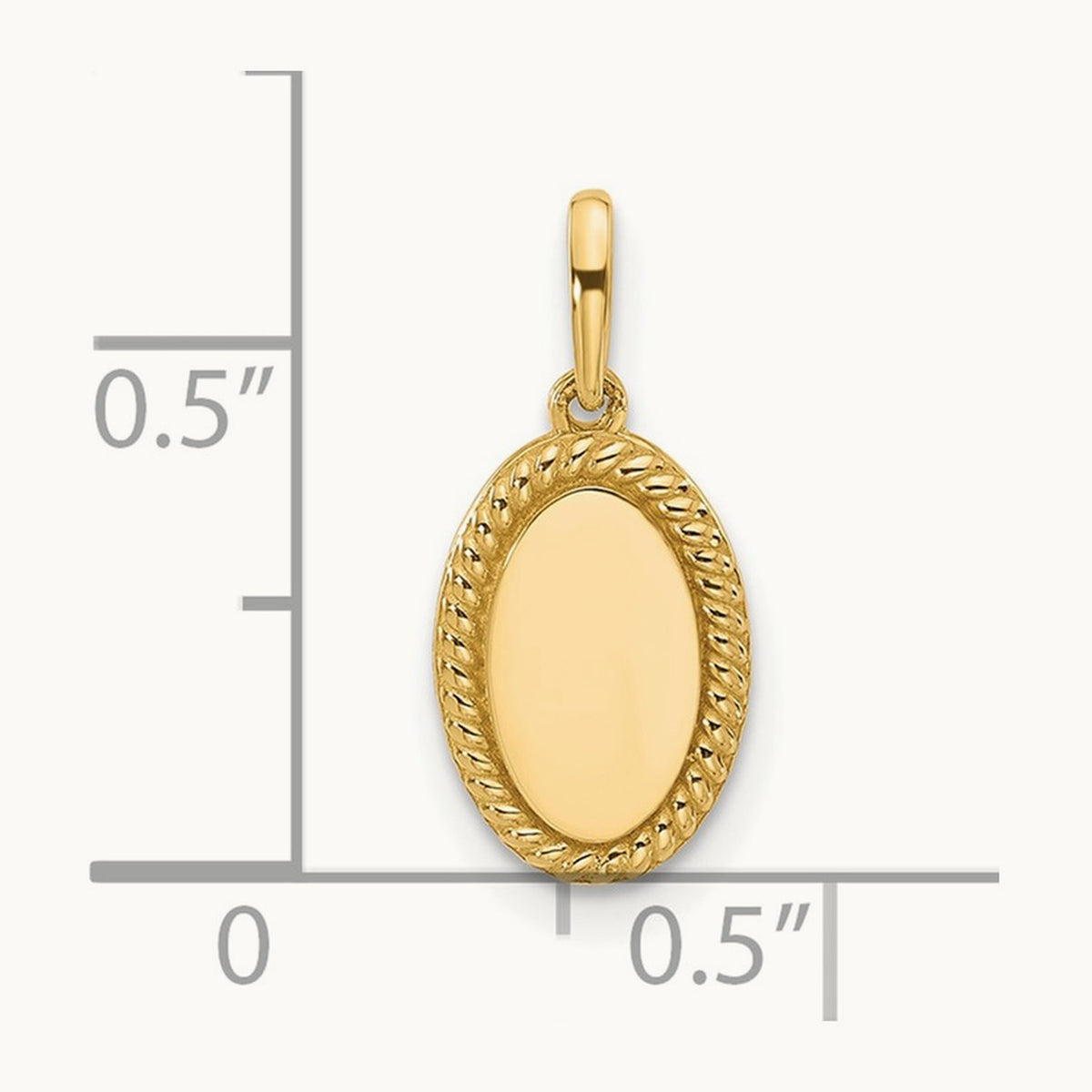 Polished Oval with Rope Border Charm, 14K