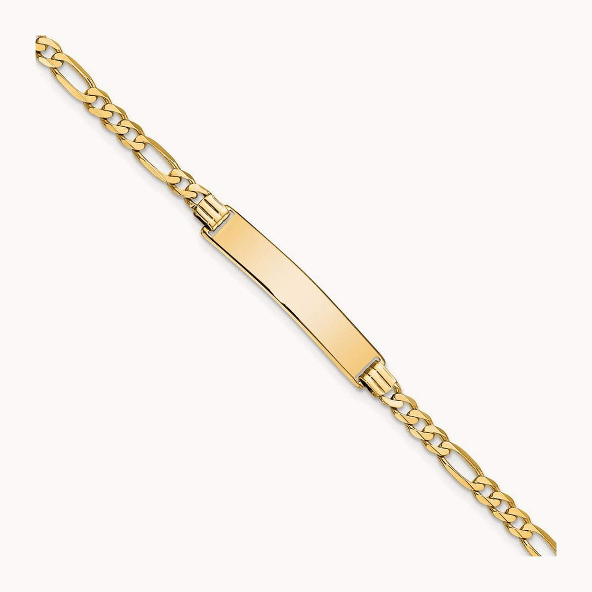 Flat Figaro Link ID Bracelet, 14K