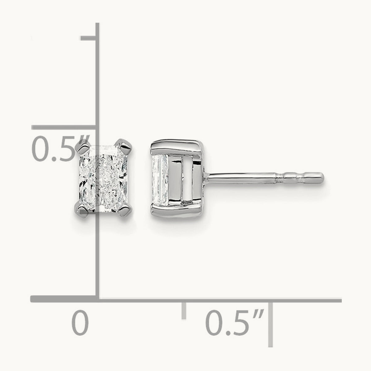 Radiant Four-Prong Stud Earrings, 0.50-6.00 ct tw Lab-Grown Diamond — 3/4 ct, 14K White Gold