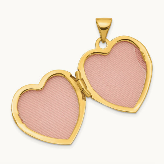 w/White & Rose Rhodium Love Rose Diamond Heart Locket Pendant, 14K