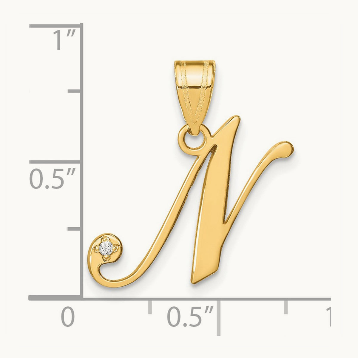 Script Initial Pendant with Diamond — N