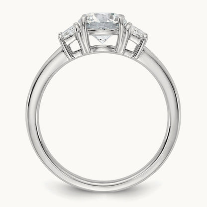 Trapezoid Sidestones Engagement Ring, 3/8-3 3/4 ct Lab-Grown Diamond — 14K White Gold