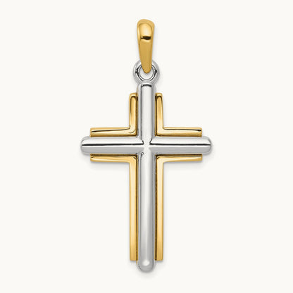 Cross Pendant, 14K Two-tone