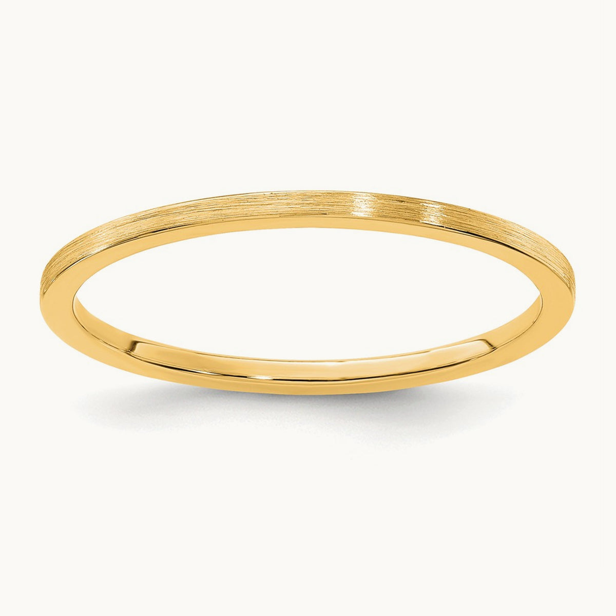 Flat Satin Stackable Band — 14K Yellow Gold
