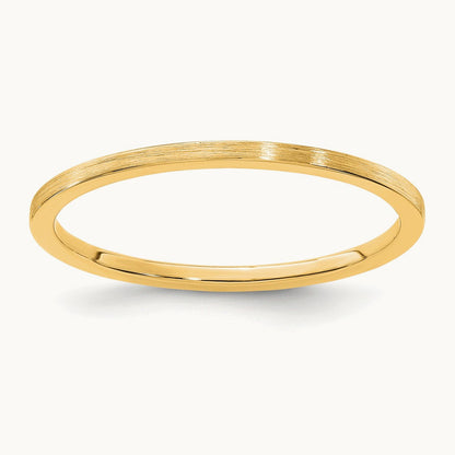 Flat Satin Stackable Band — 14K Yellow Gold