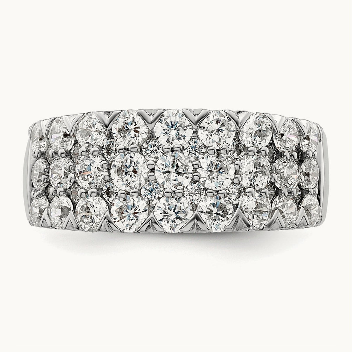 Triple Row Band, 1.50-3.00 ct tw Lab-Grown Diamond — 2 ct, 14K White Gold, 7