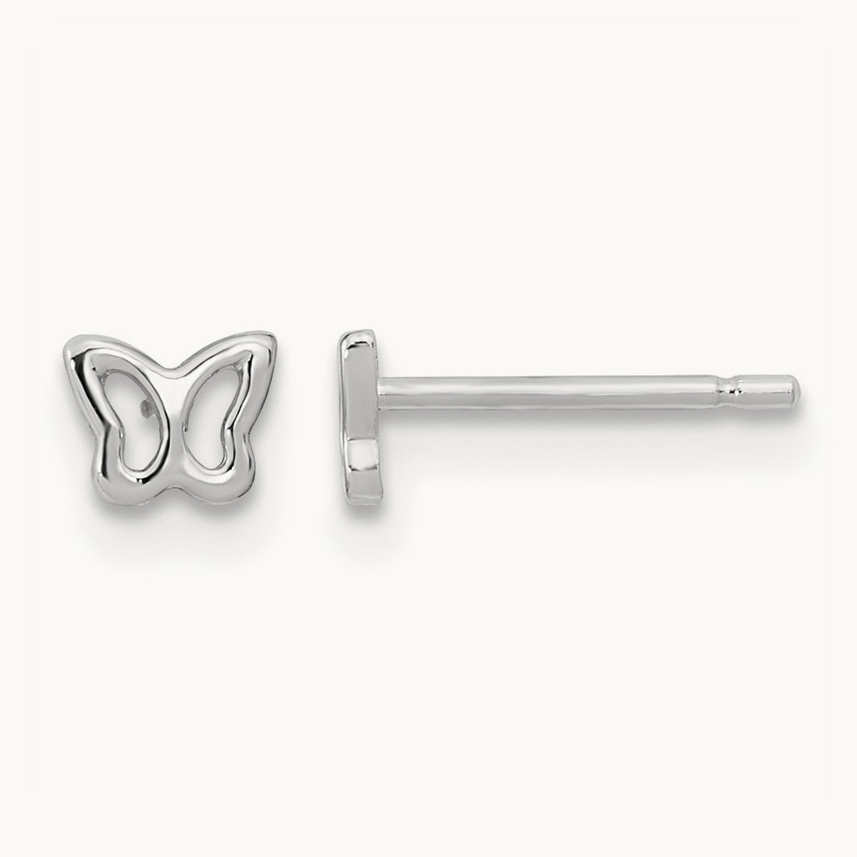 Butterfly Post Earrings — 14K White Gold, 3.7mm