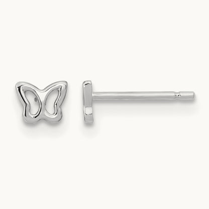 Butterfly Post Earrings — 14K White Gold, 3.7mm