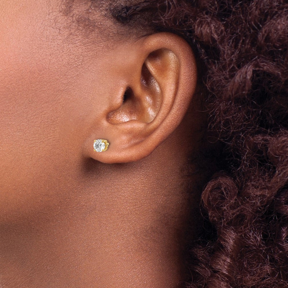Round Diamond Stud Earrings — 14K Yellow Gold, 0.74 ct tw, SI3 G-I · screw back
