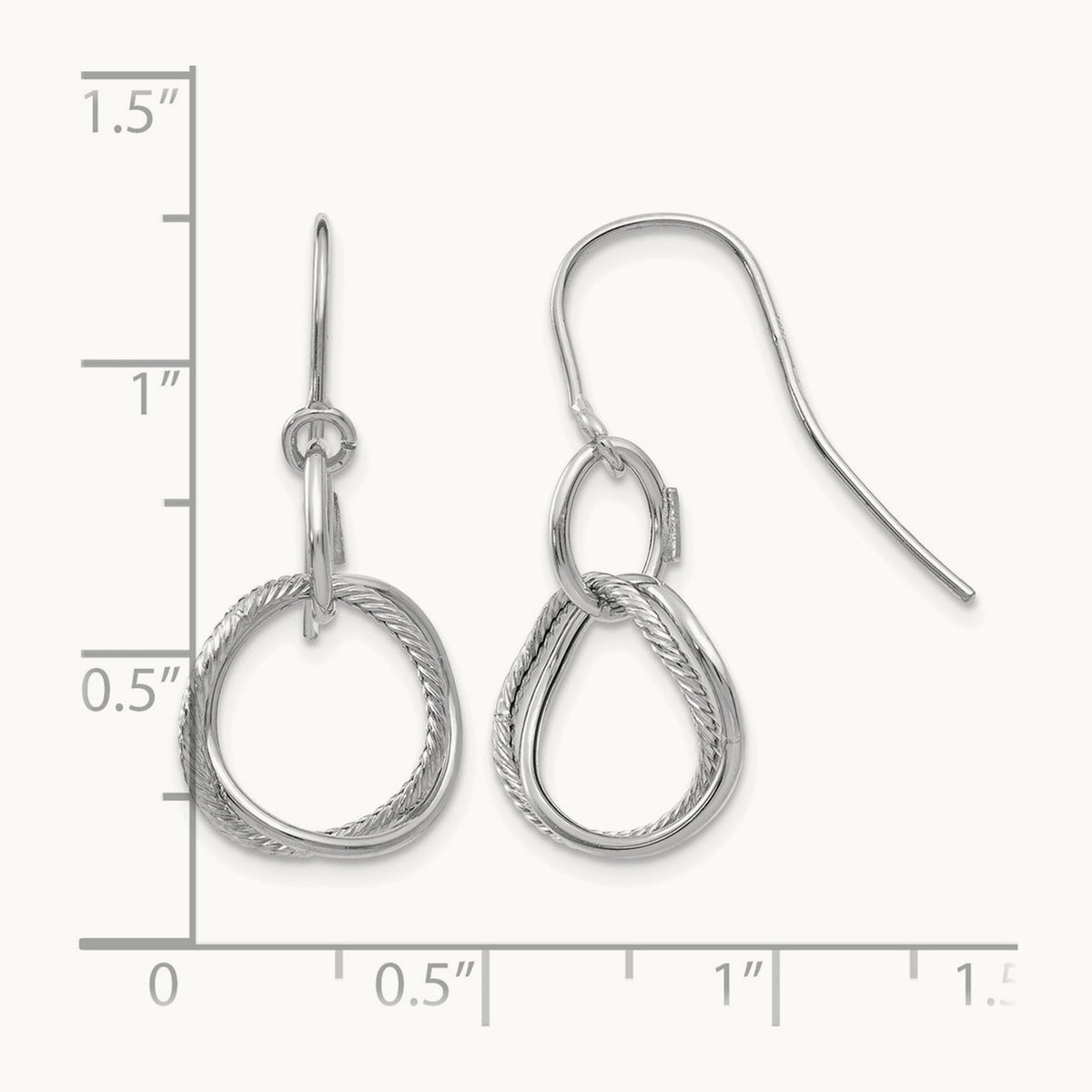 Small Twisted Circle Shepherd Hook Earrings — 14K White Gold