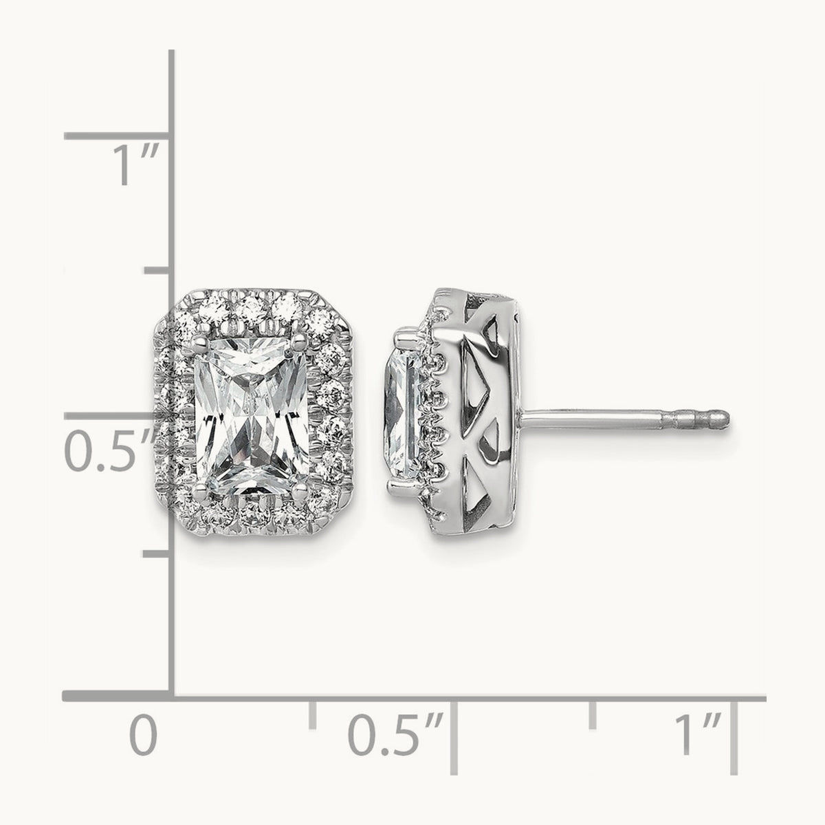 Radiant Shape Halo Earrings, 2.50 ct tw Lab-Grown Diamond — 14K White Gold
