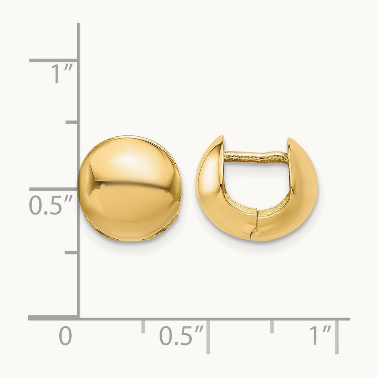 Polished Round Huggie Earrings — 14K Yellow Gold