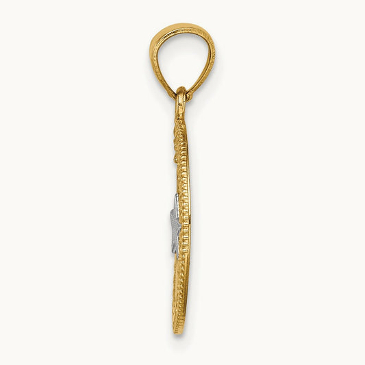 w/Rhodium Star & Moon Pendant, 14K