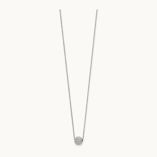 Bead 18in Necklace, 14K White Gold