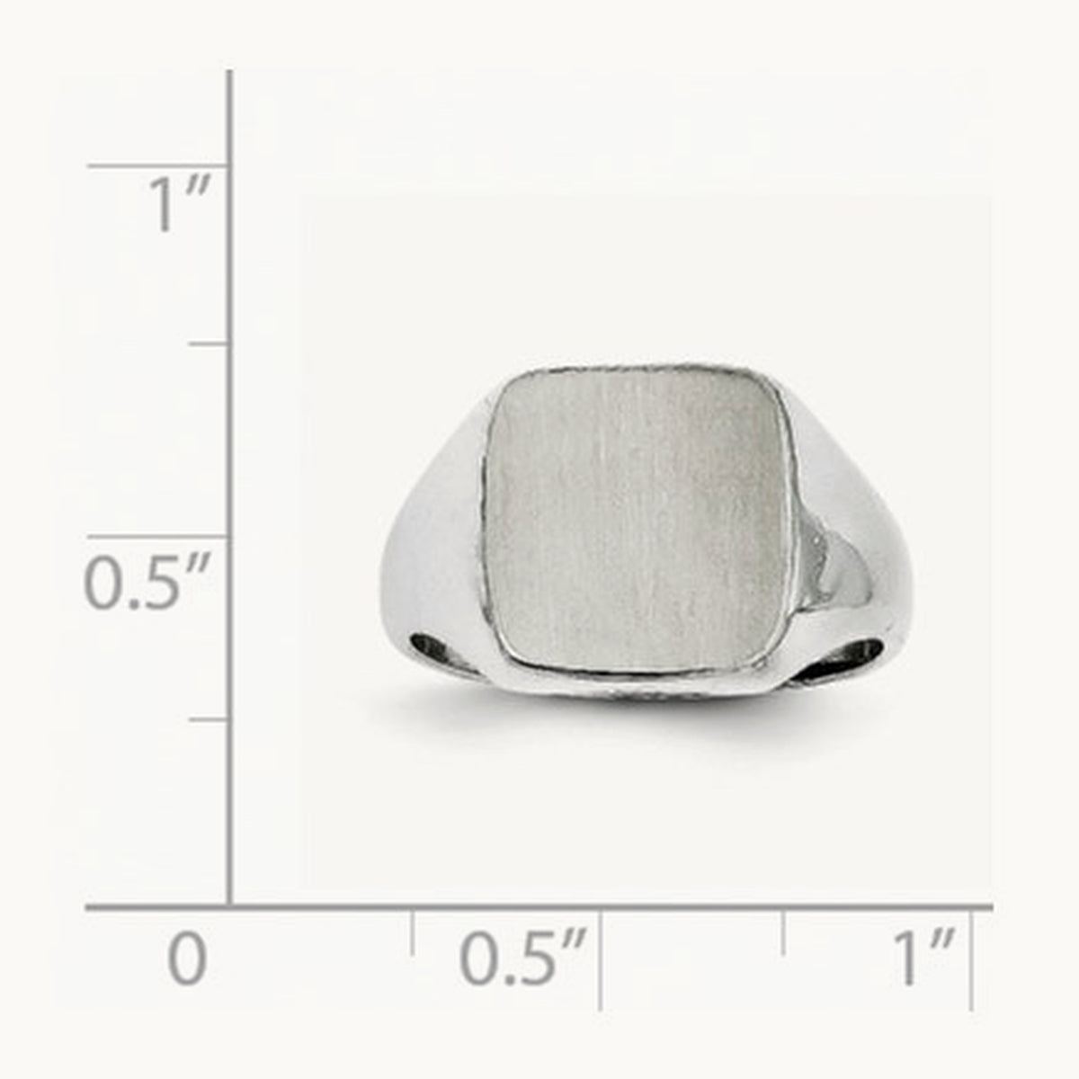 8.5x9. Open Back Signet Ring, 5mm, 14K White Gold