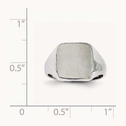 8.5x9. Open Back Signet Ring, 5mm, 14K White Gold