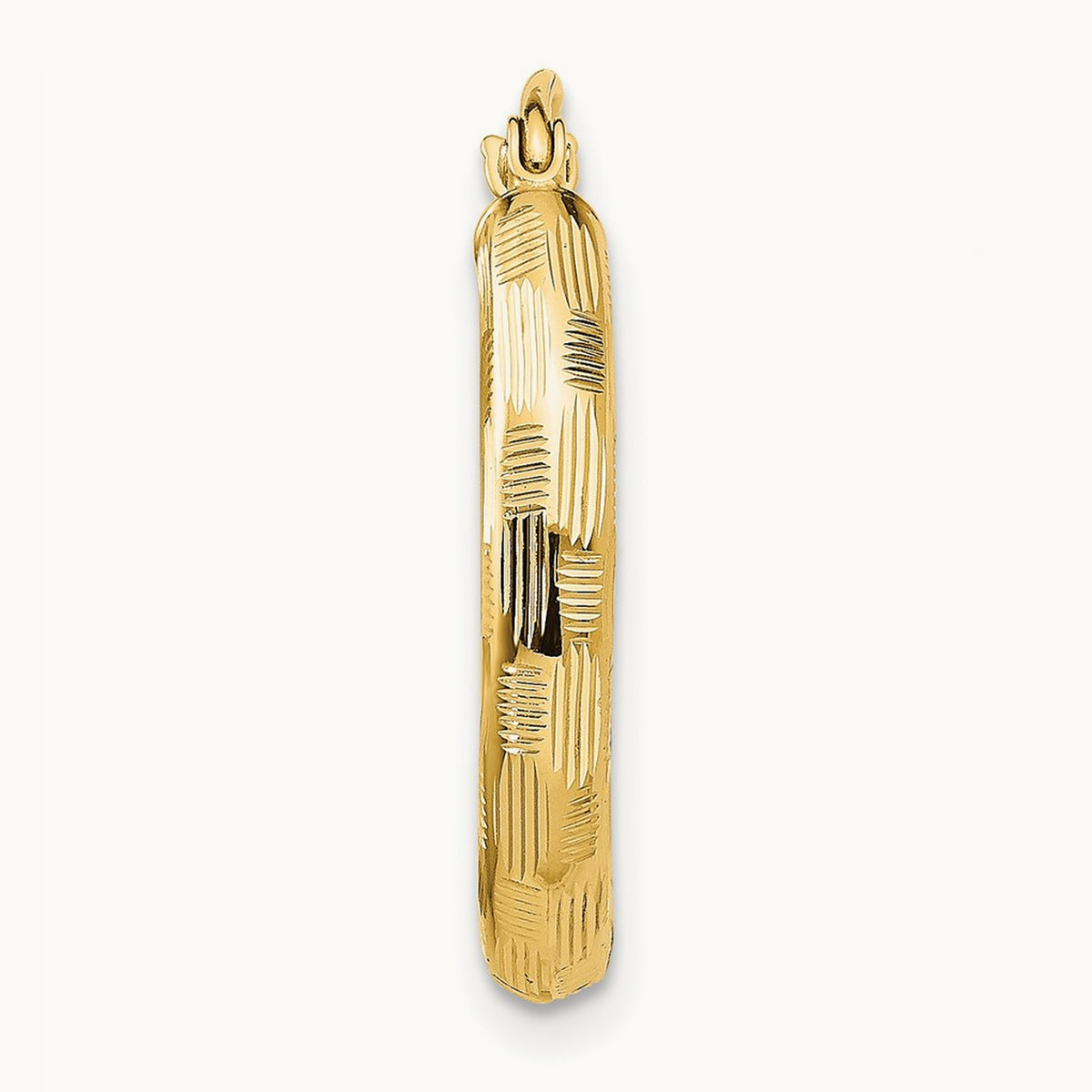 Single 14k Diamond-cut Hoop Earring