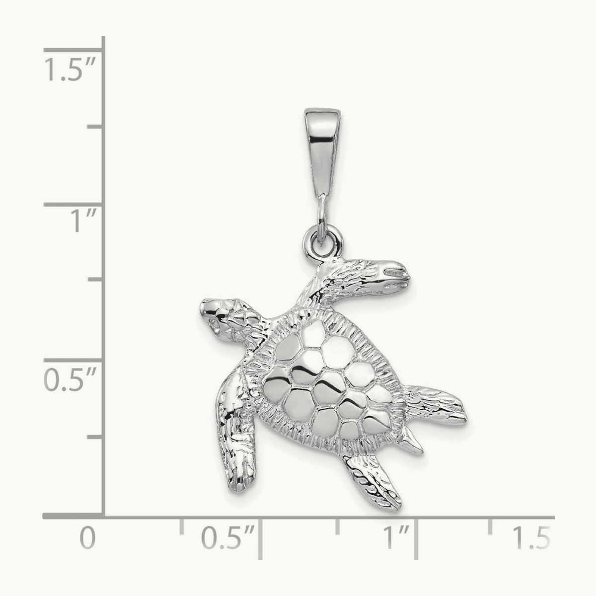 Solid Polished Open-Backed Sea Turtle Pendant — 32mm