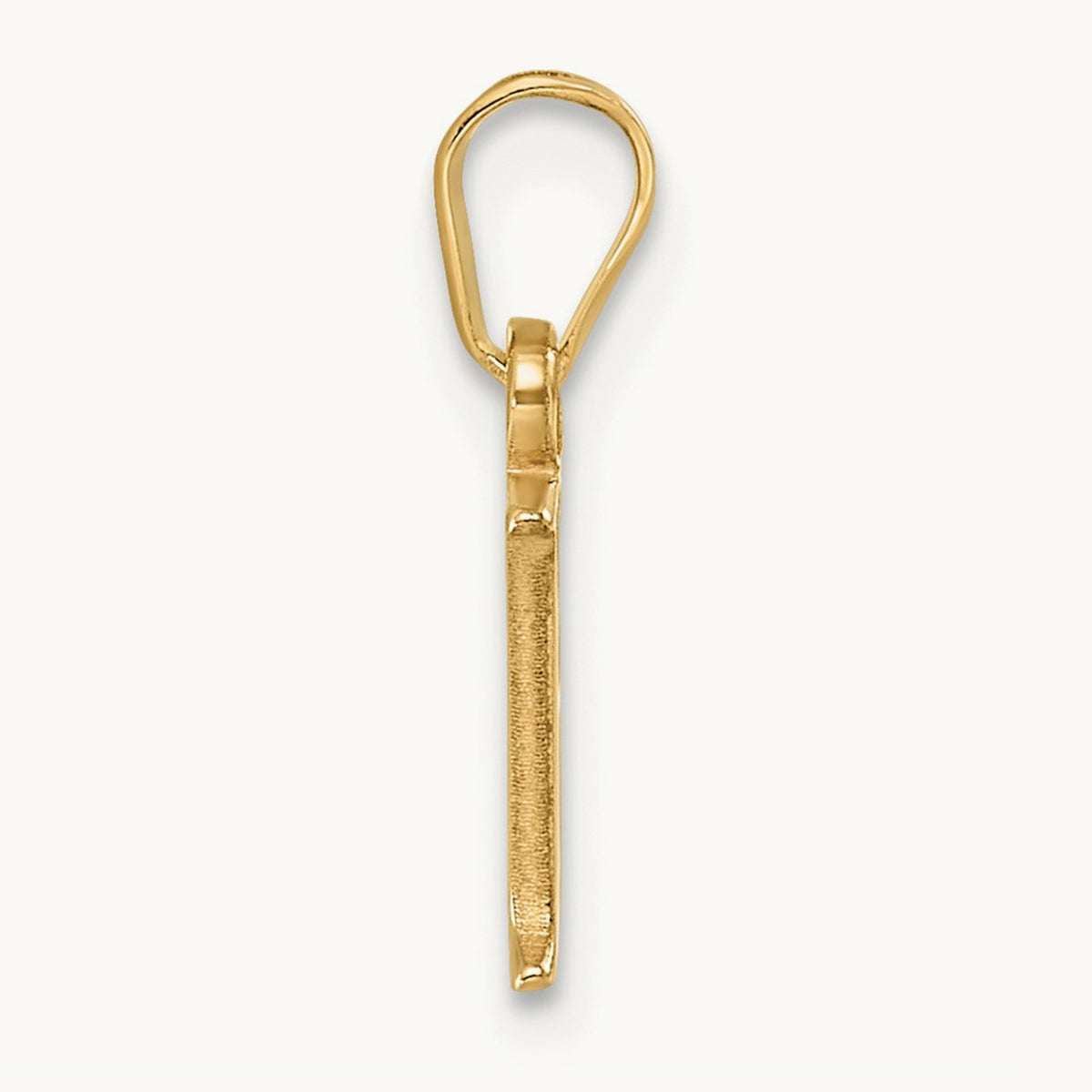 Polished Block Initial Pendant — 14K Yellow Gold, F