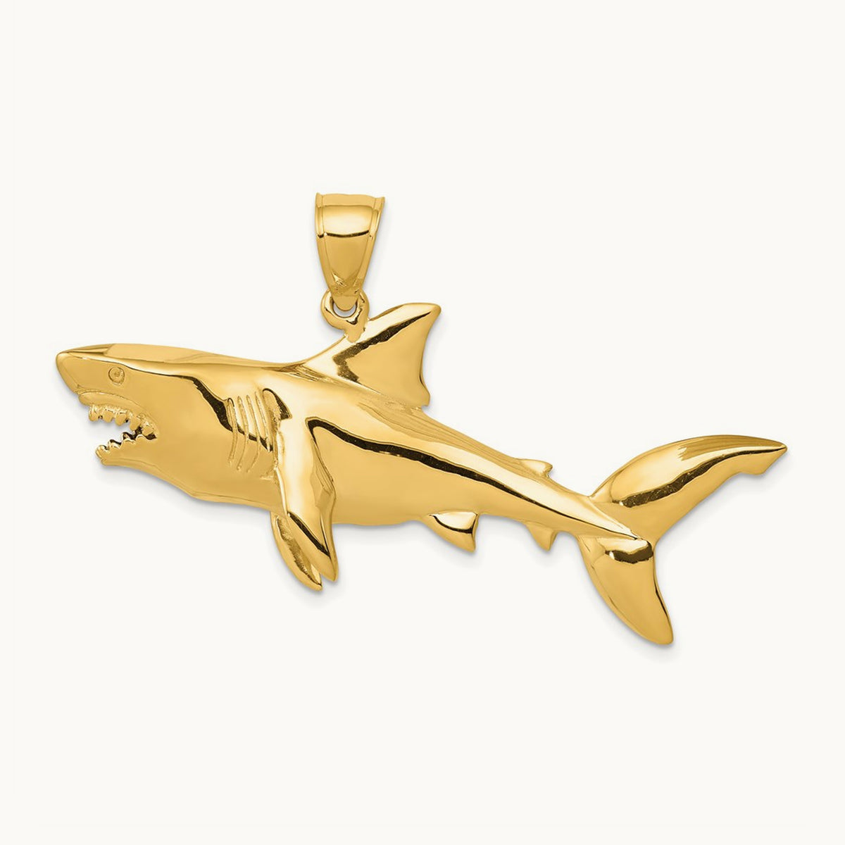 Polished 3-D Shark Pendant, 14K