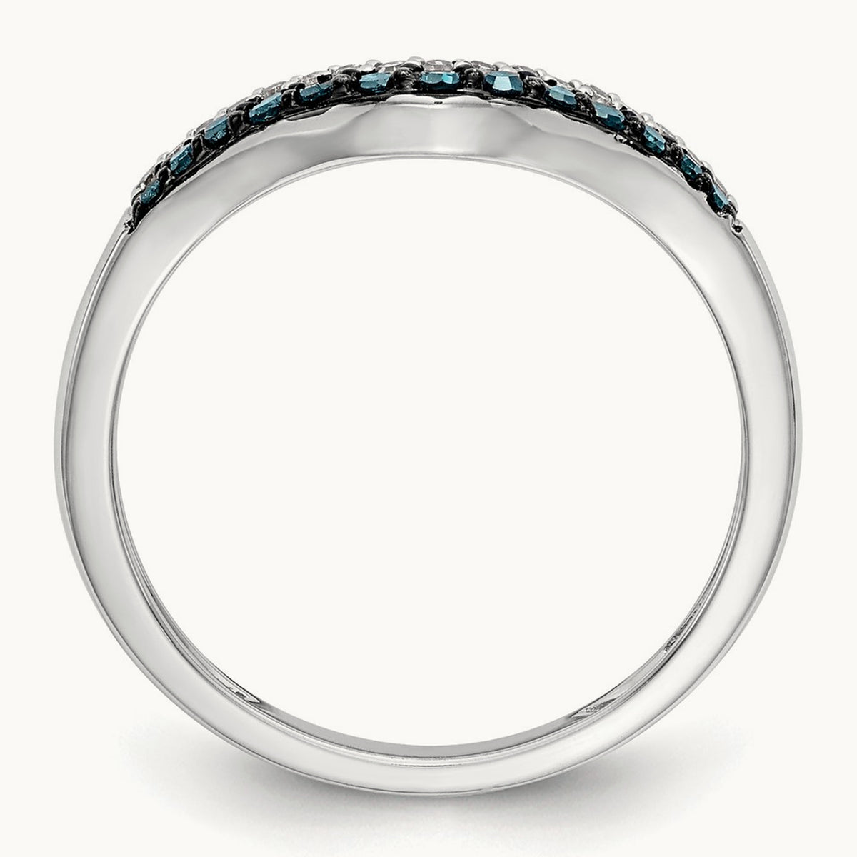 Blue and White Diamond Band, 14K White Gold