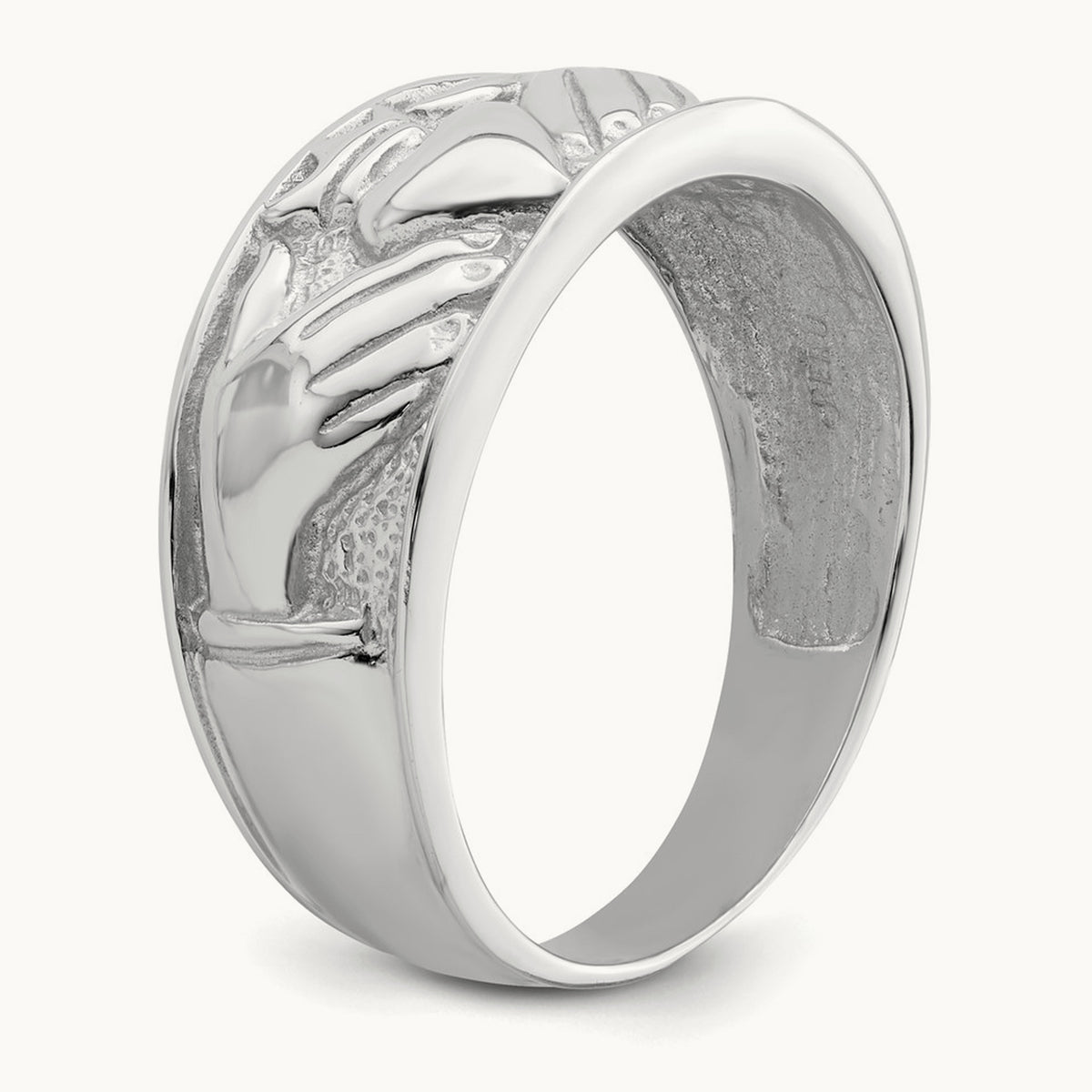 Men's Claddagh Band, 14K White Gold
